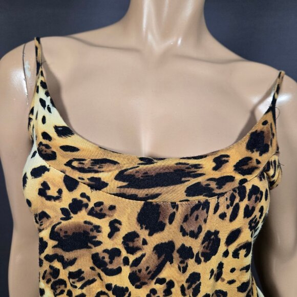 Y2K Leopard Top Sleeveless Long Tank Size L Indie Sleaze Emo Grunge Mcbling - Picture 2 of 8